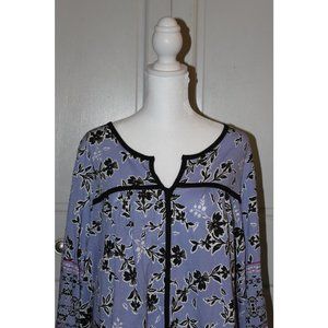 Blue and Black Floral Blouse (1X)